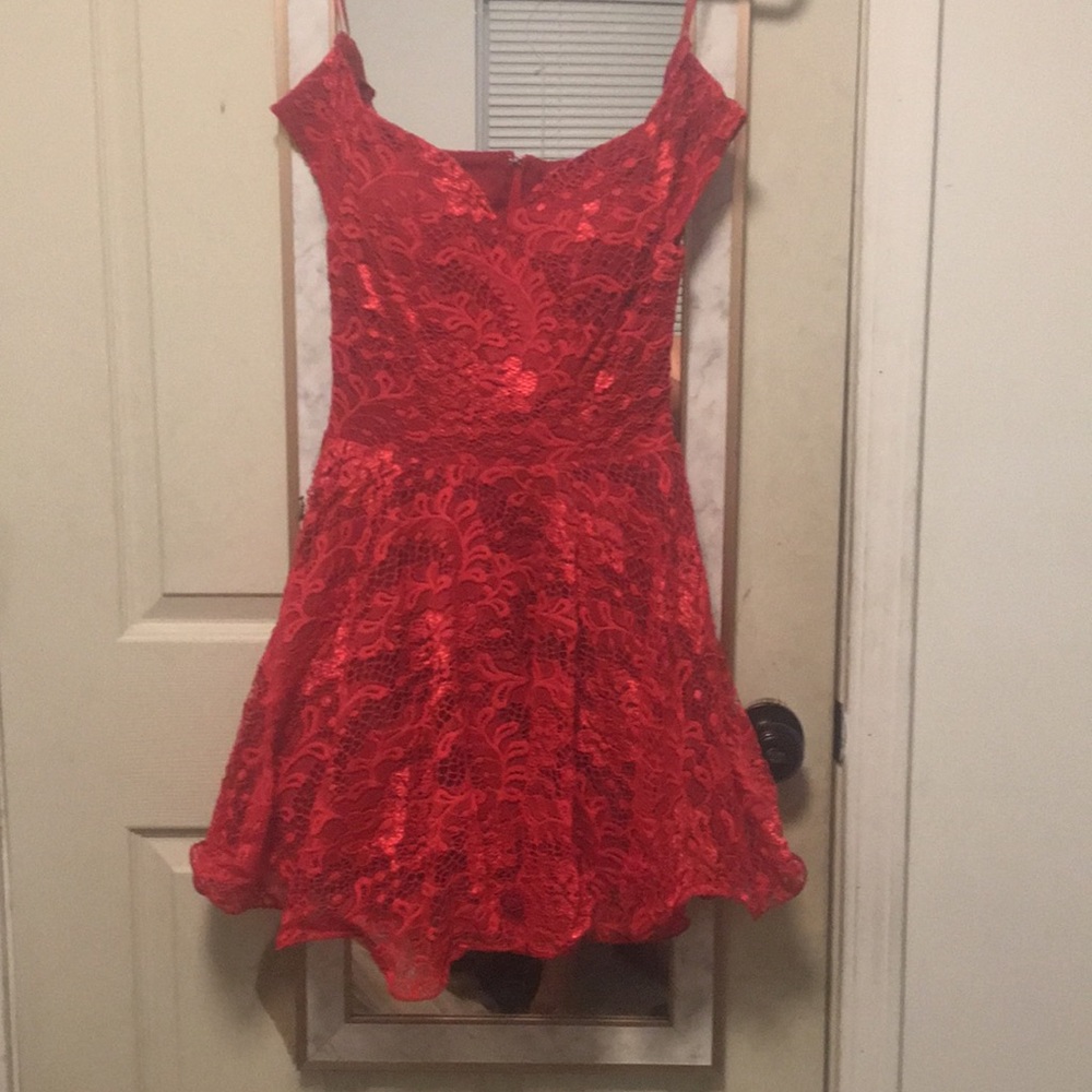 Red lace homecoming dress